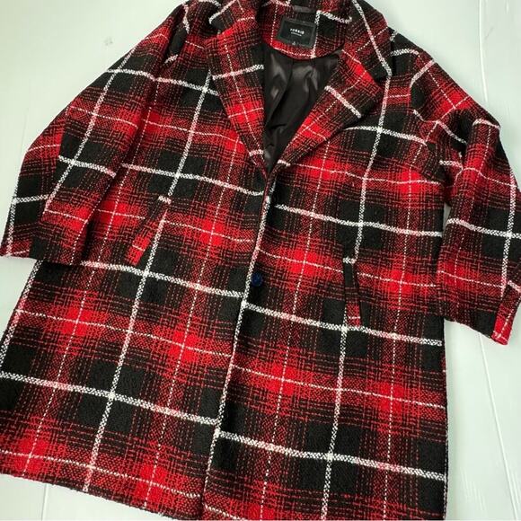 Torrid Red & Black Plaid Woolen Wedge Coat size 3 women’s pea coat - Picture 6 of 12